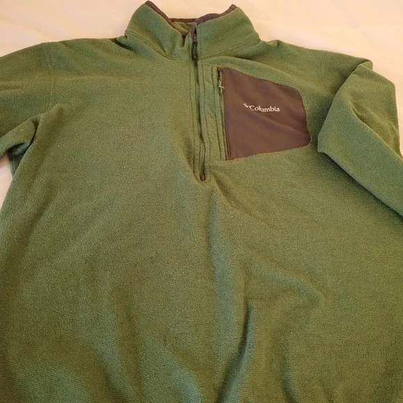 Columbia Men's Half Zip Sweater Top Omni-wick Pullover Long Sleeve Green L - Picture 4 of 12